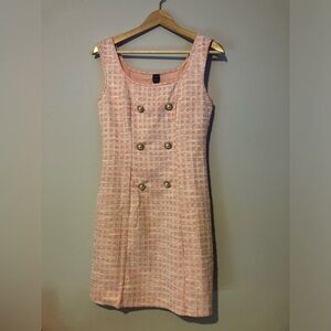 NWT SHEIN XS Pink Pearl Button Accent Dress